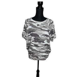 Sweet Romeo Camo Waffle Knit Optic White top